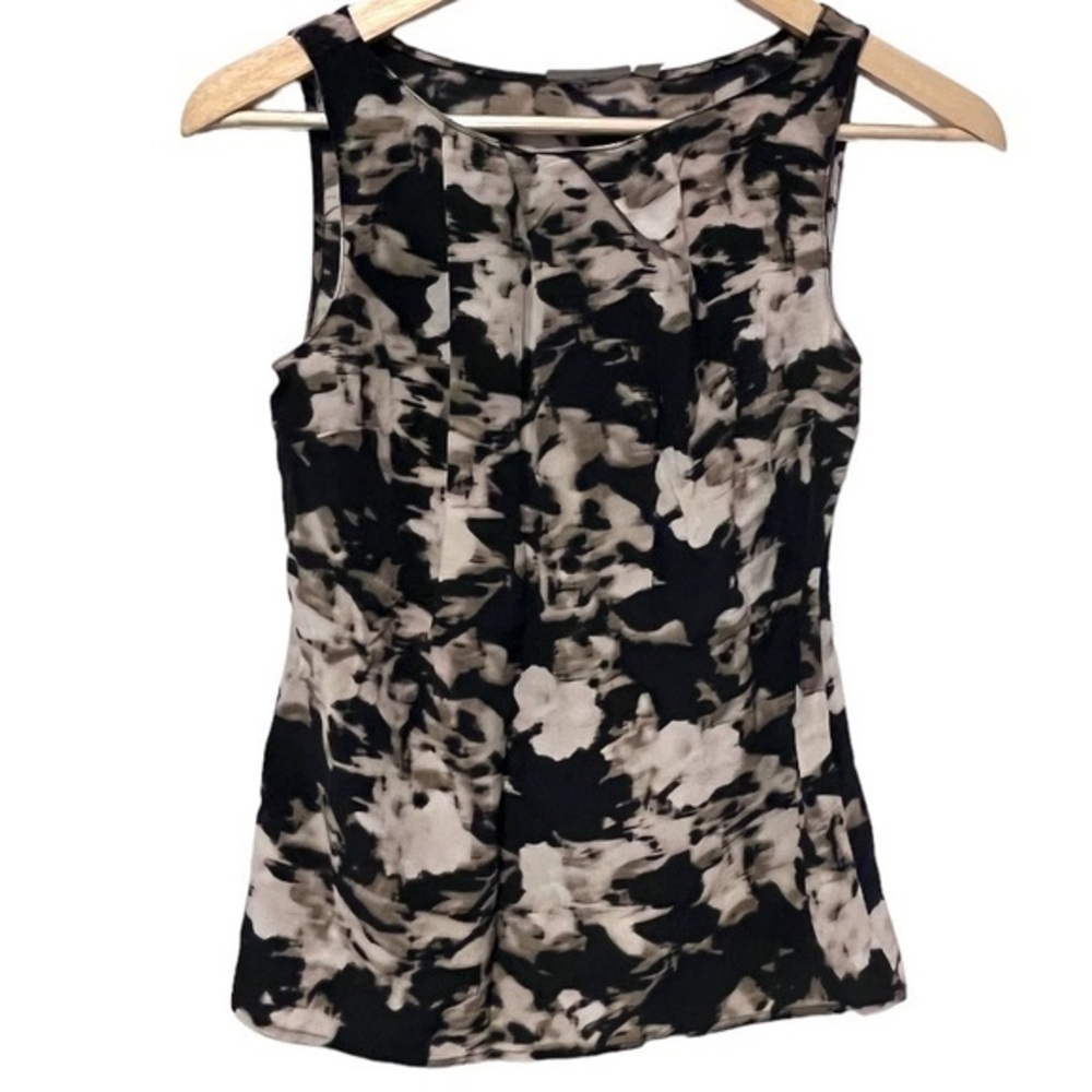 Halogen Abstract Watercolor Print Silk Top